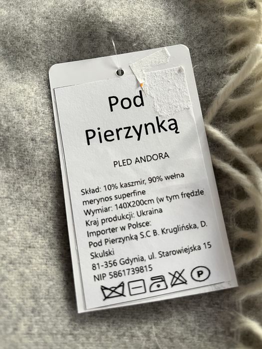 Koc wełniany szary 140x200cm