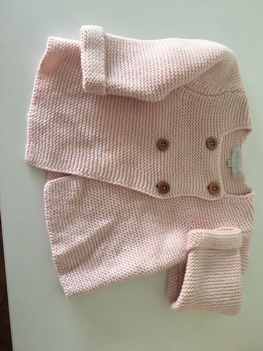 Casaco rosa, tamanho 6 meses.