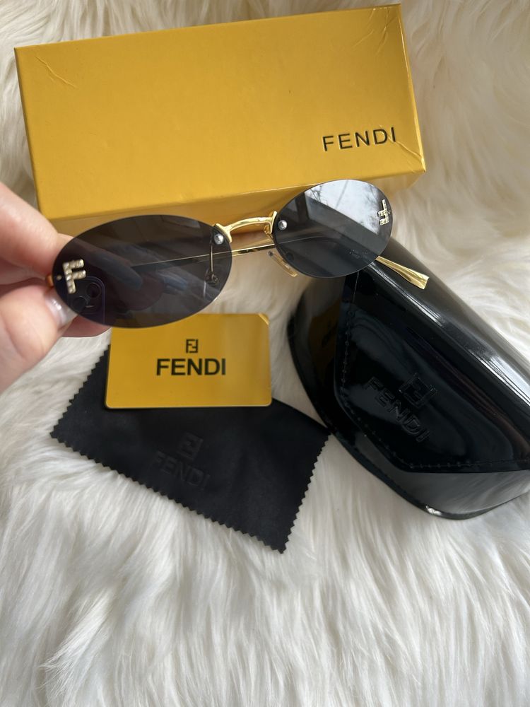 ‼️ Очки овал Fendi First Crystal черные новые с логотипом F Фенди