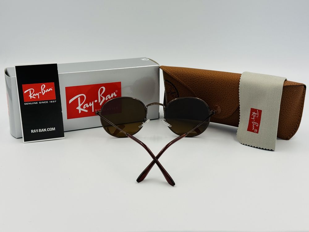 Солнцезащитные круглые очки Ray Ban Round Metal 3447 Brown 50мм стекло