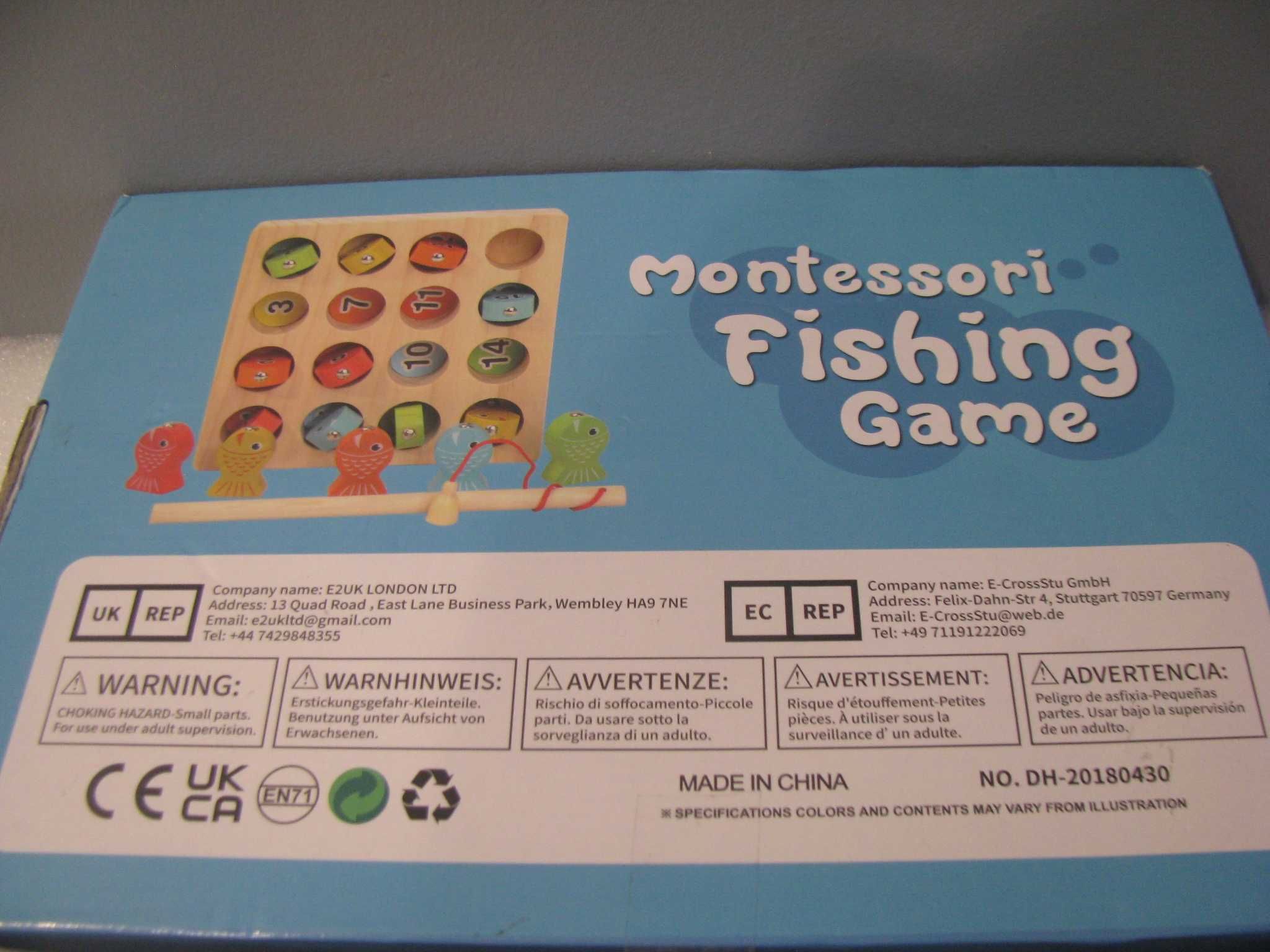 Nowa drewniana gra zręcznościowa na magnes łowienie rybek Montessori