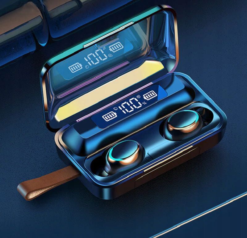 Słuchawki M21 Bluetooth z powerbankiem 1200mAh, skórzany uchwyt