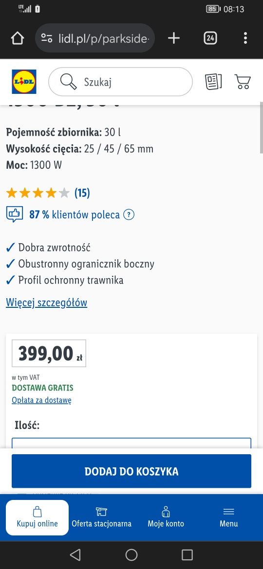 Kosiarka parkside prawie nowa