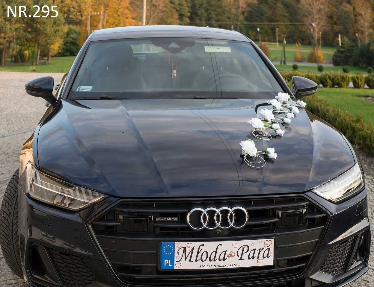 Dekoracja na samochód BIAŁA ozdoba na samochód-auto do ślubu 295