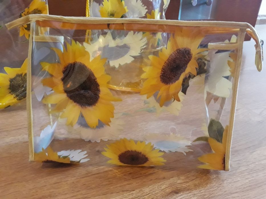 Girassóis: saco, bolsa, necessaire, 2individuais, recipiente