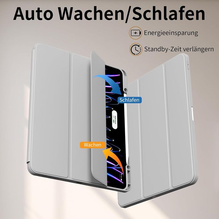 Etui iPad Air 13" M2 / Pro 12,9" 2022/21 Szare z Uchwytem