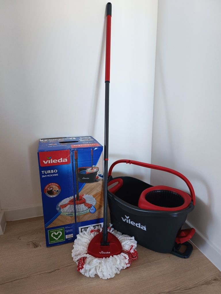 Nowy mop Vileda Turbo obrotowy 3w1 teleskopowy teleskopowy + Ajax 1L