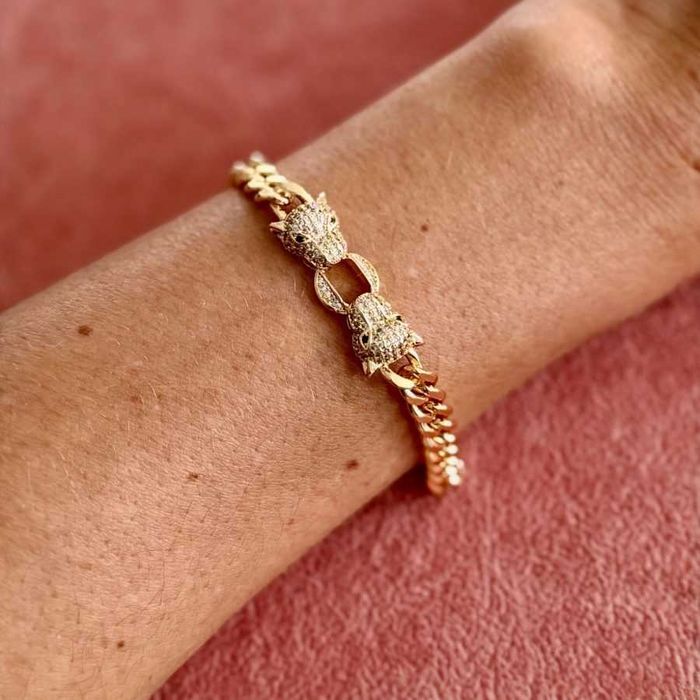 Bransoletka pantera | stal pozłacana