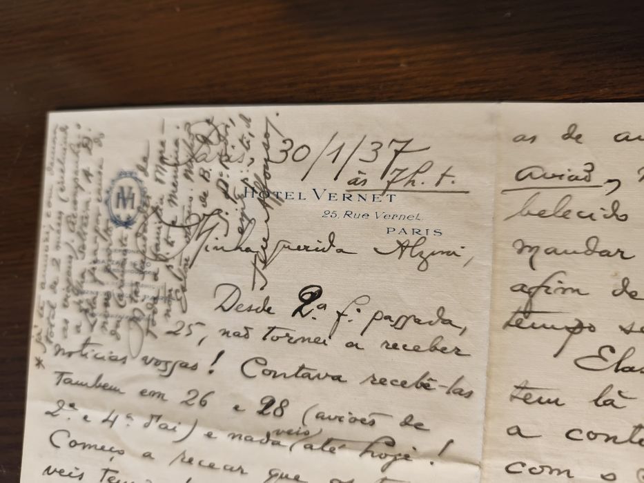 1937 Cartas de Amor Paris, Amantes Affonso e Alzira. Três Cartas.