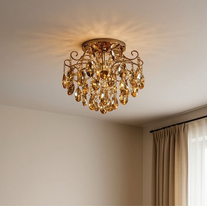 Люстра пристельова кришталева золота 4/6 ламп