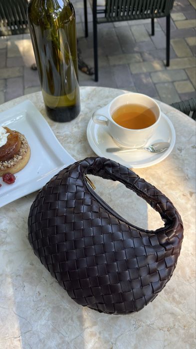 Кожаная сумка бургунди, боттега венета, плетенная шоко bottega veneta