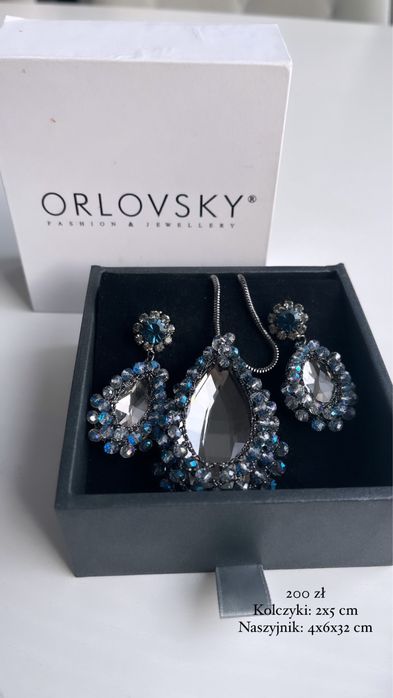 Orlovsky komplet biżuterii niebieski kolczyki naszyjnik