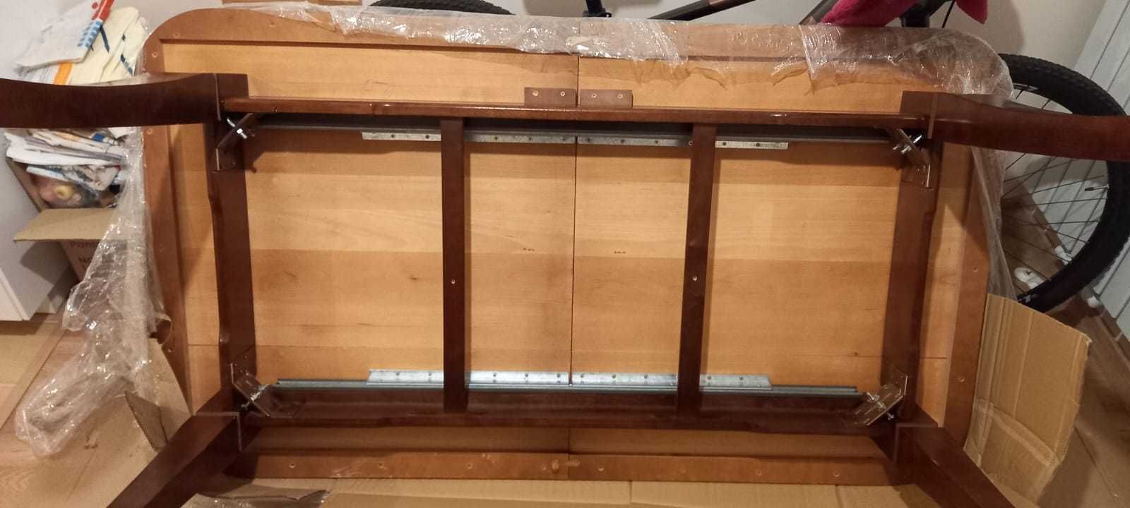 Stół drewniany rozkładany + 8 krzeseł -  KOMPLET 160-250cmx90cm