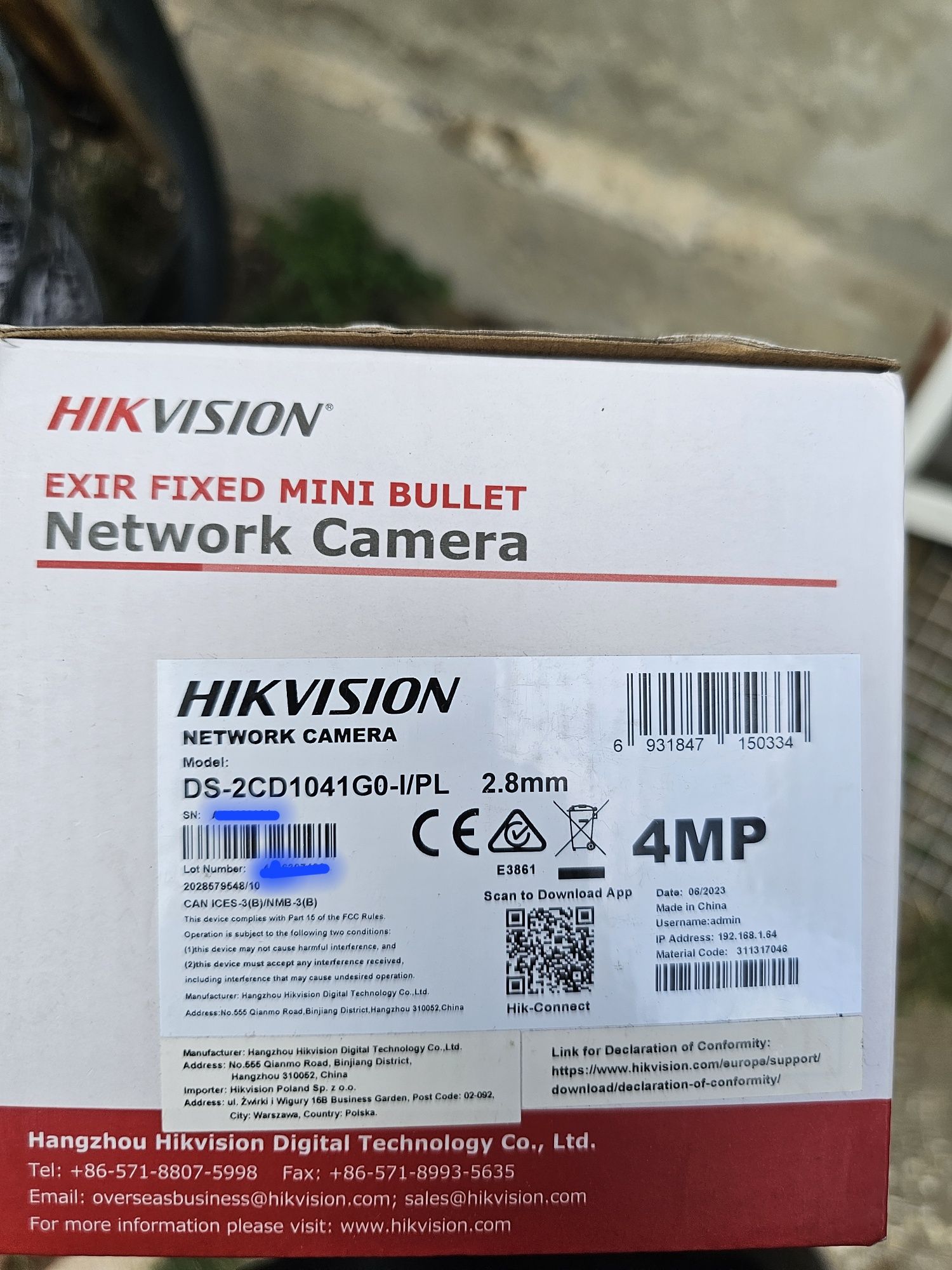 Kamera IP HIKVISION DS-2CD1041G0-I/PL 4mpx