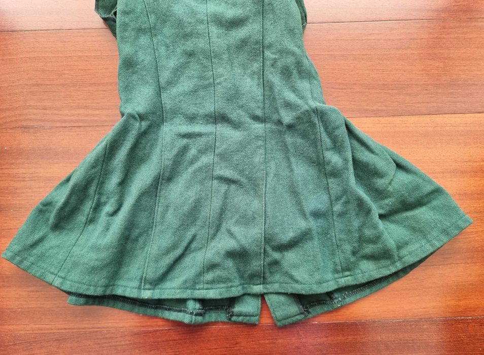 Vestido quentinho verde escuro sem mangas, 24 meses