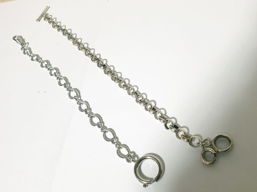 Fantásticas antigas correntes de relogio de bolso em prata contrastada