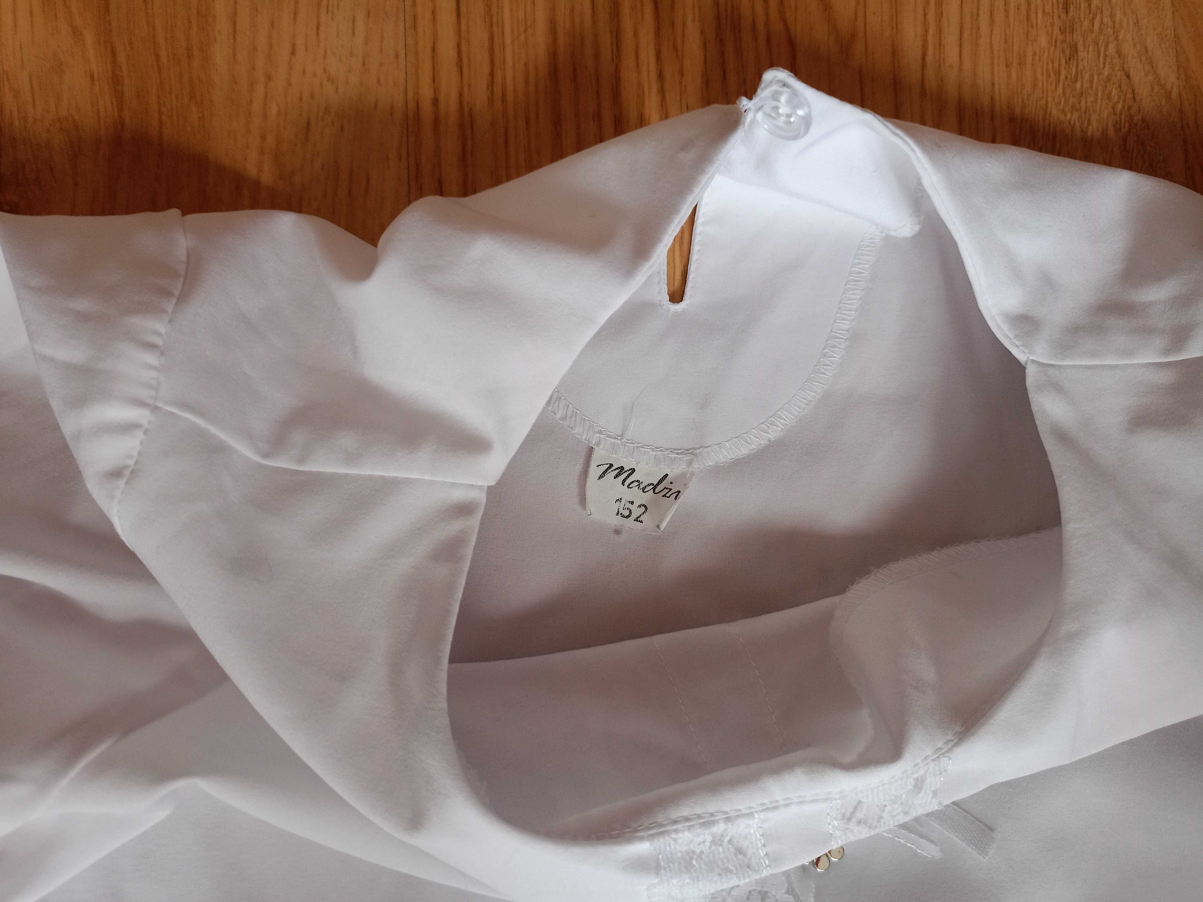 Biała elegancka bluzeczka okolicznościowa na 10-11 lat
