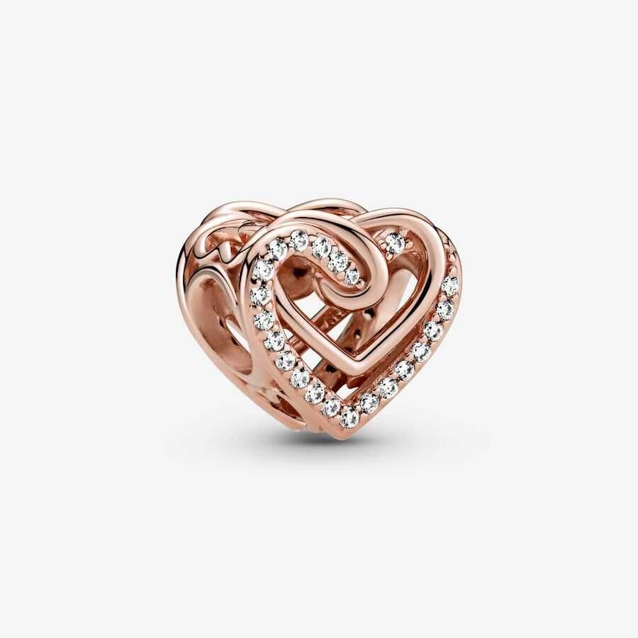 Pandora Rose Charms Lśniące złączone serca