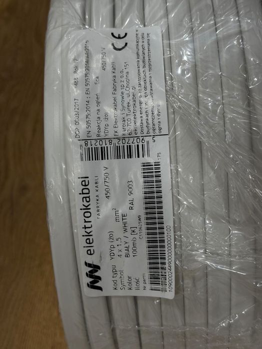 Nowy kabel elektryczny YDYpżo 3x2,5 mm2 3x1,5 4x1,5 w rolce 100 m