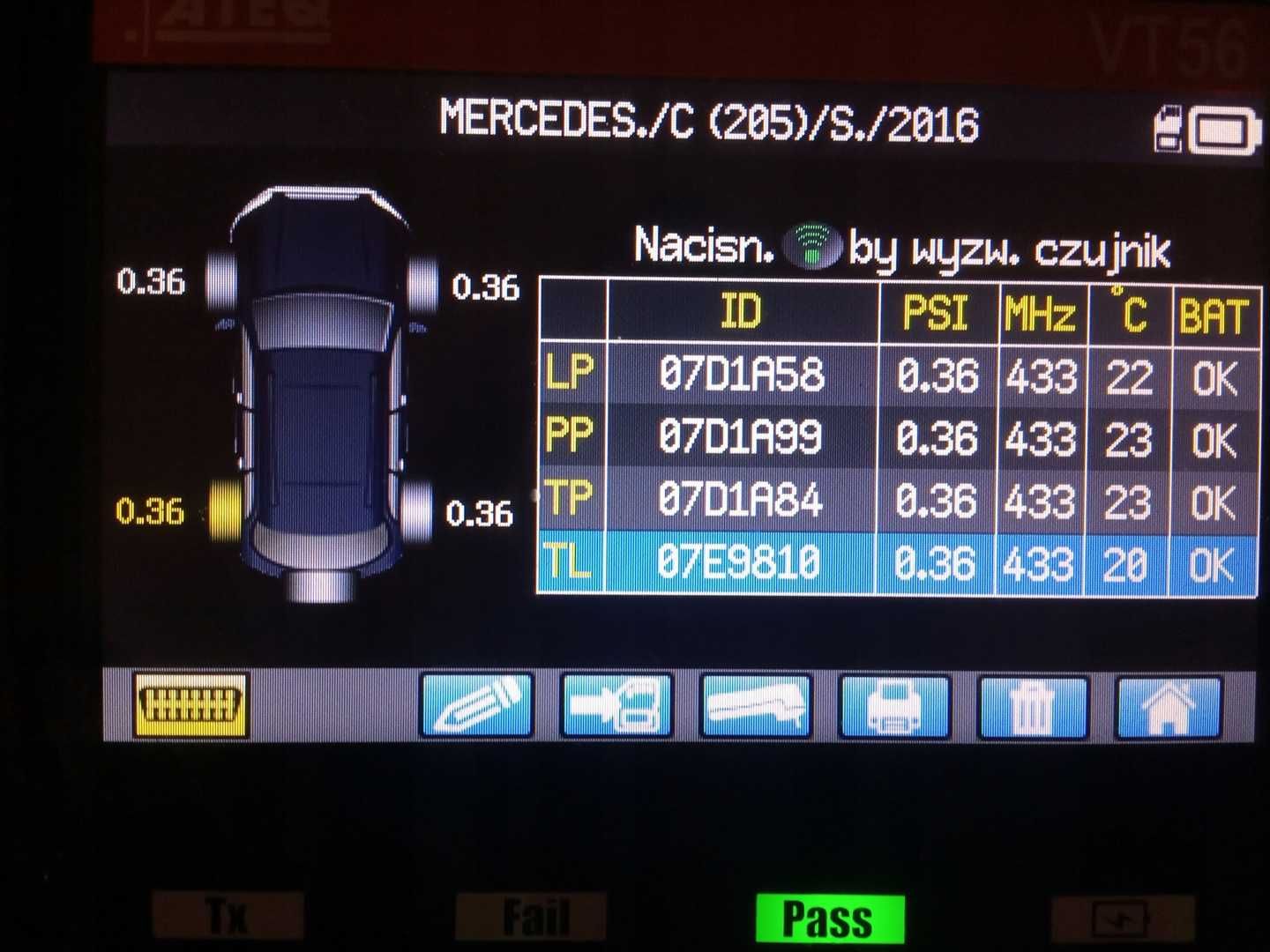1x czujnik ciśnienia TPMS MERCEDES A B C E M CLA GLA A00090.50030