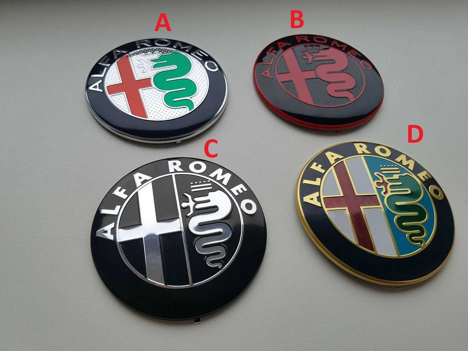 Nowy znaczek emblemat Alfa Romeo 74mm 4 kolory wzory