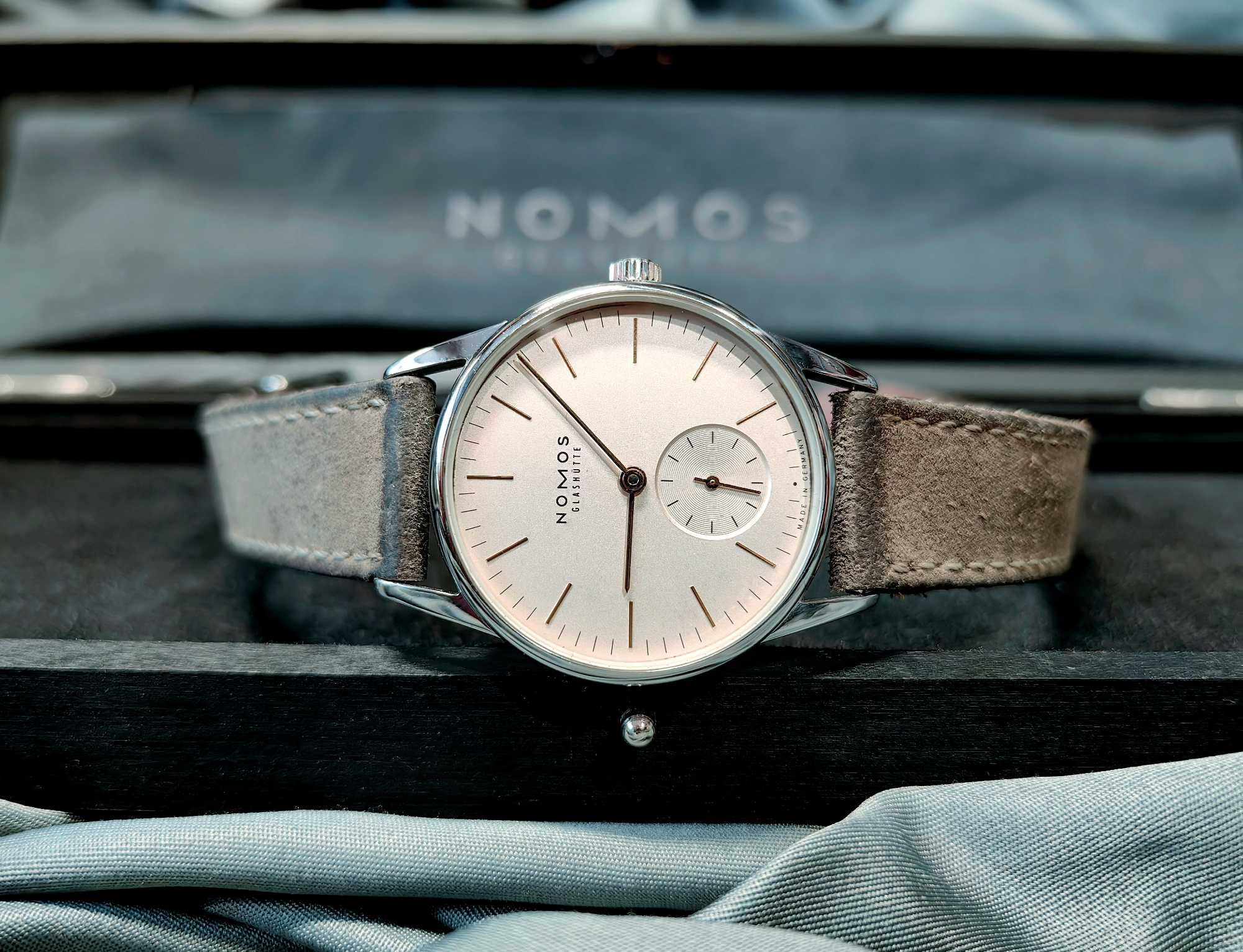 Zegarek Glashütte Nomos Orion Mechaniczny Szafir Rezerwa Chodu Komplet
