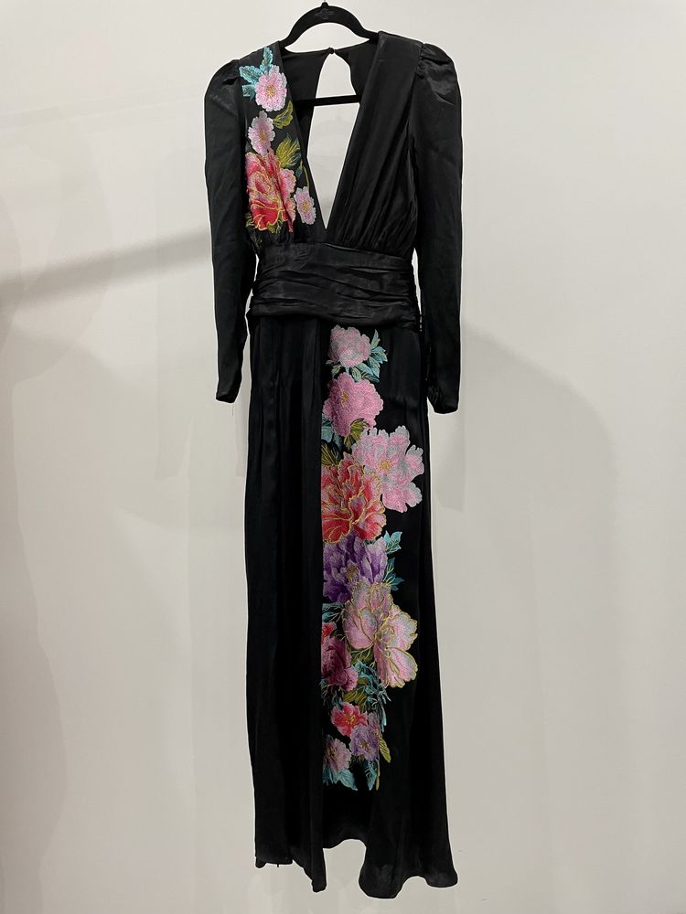 Sukienka suknia maxi Asos Design haft odkryte plecy 34 XS