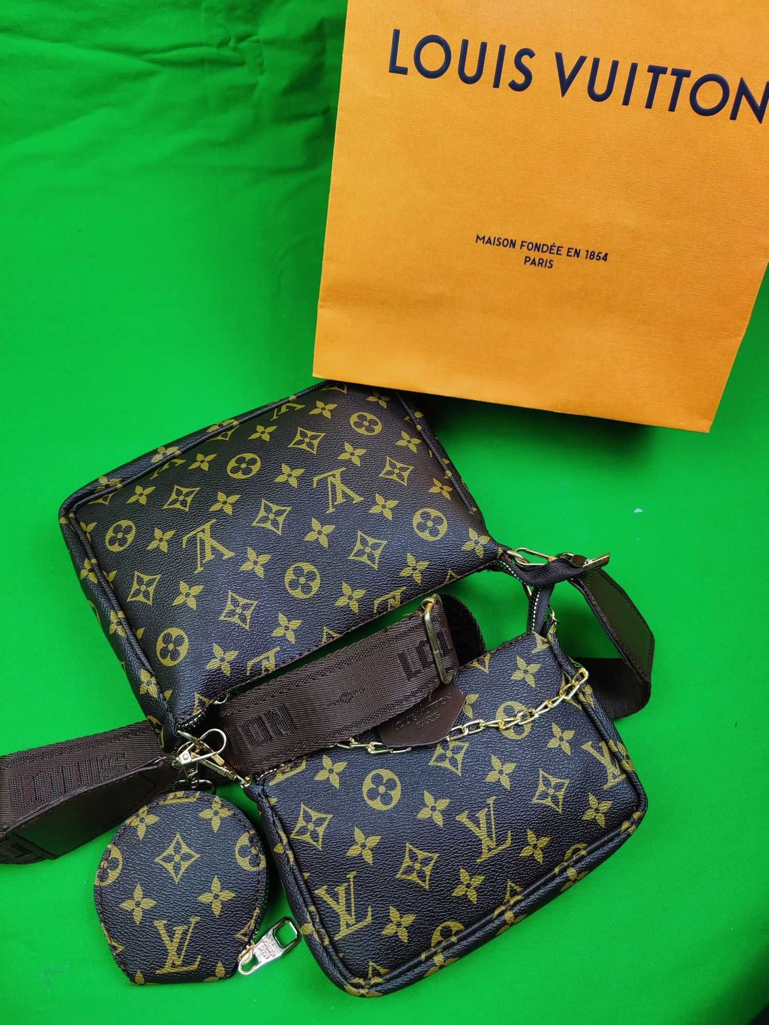 Torebka damska Louis Vuitton torba 3in1 monogram brazowy znaczek  HIT