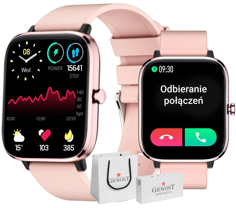 smartwatch giewont gw230-1 różowe złoto-różowy