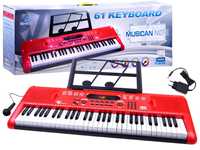 Organy Keyboard z mikrofonem 61kl czerwone IN0132