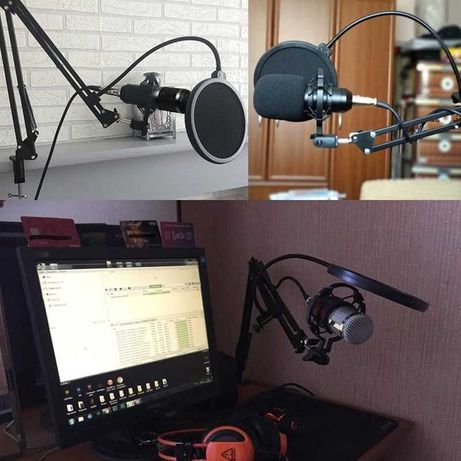 Microfone BM-800 com Tripé, Suporte, Placa USB e Cabo XLR-3.5mm