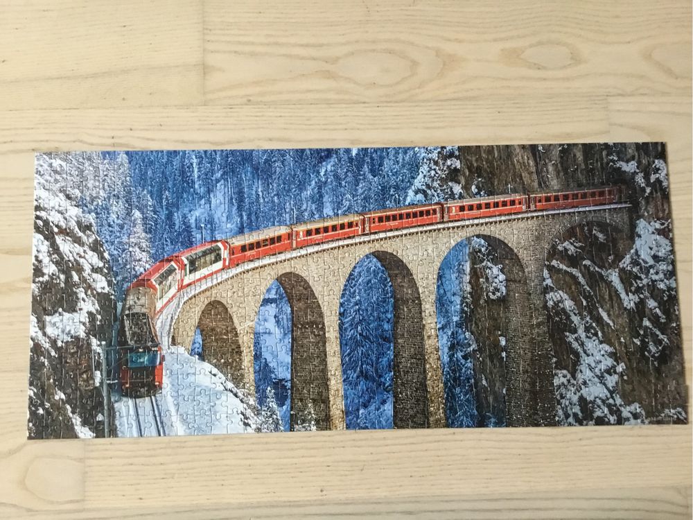 KOMPLETNE puzzle Castorland 600 pociąg na wiadukcie
