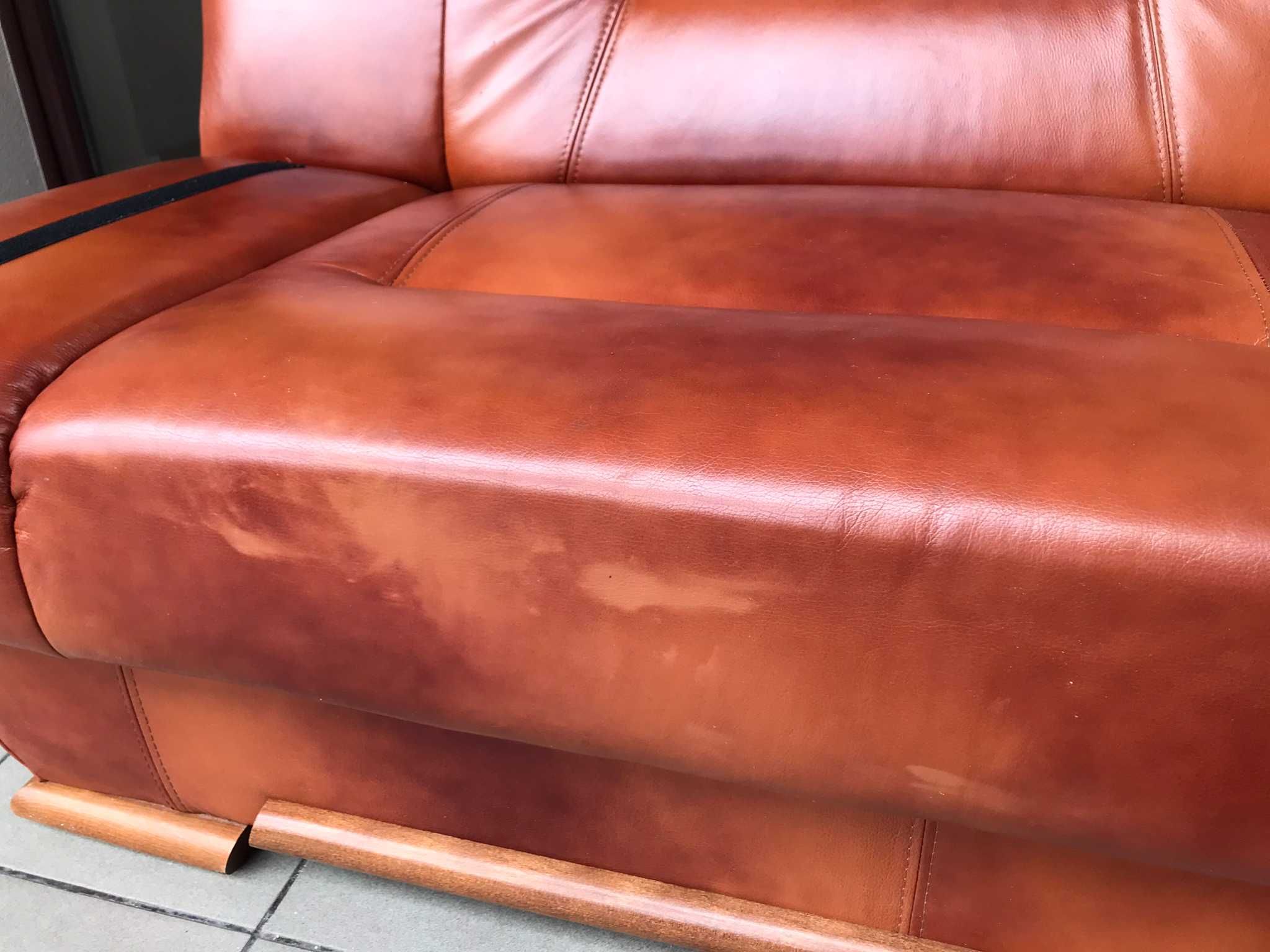 Kanapa i 2 fotele ze sztucznej skóry brązowe