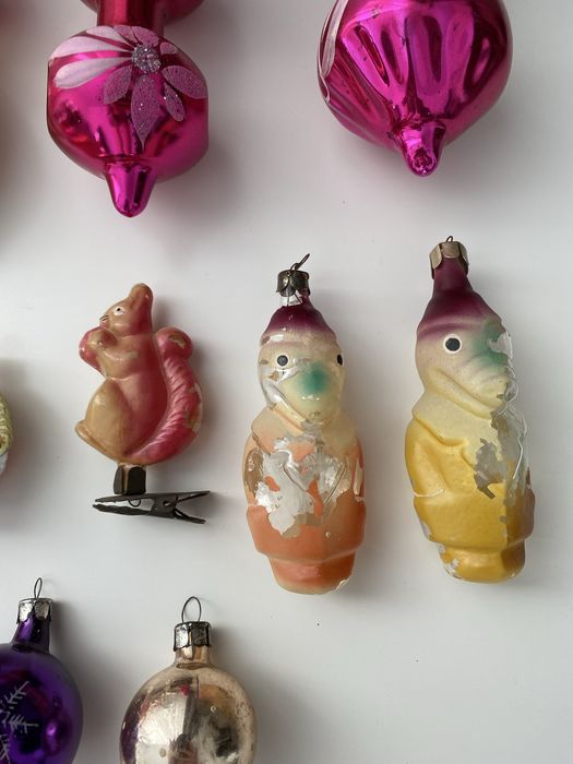 Ёлочные игрушки СССР, стеклянные игрушки на клипсах