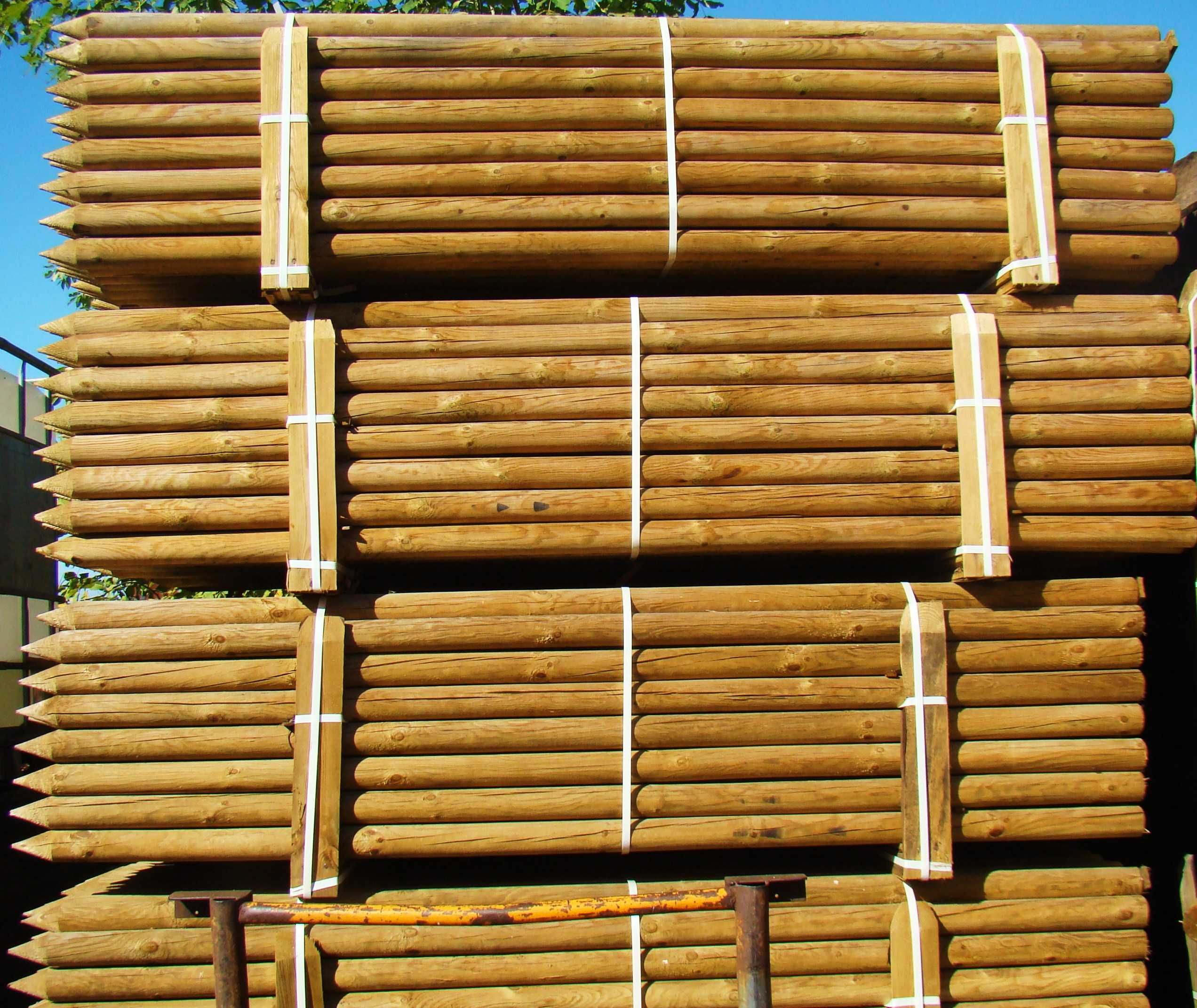Palisada drewniana wałki paliki do drzewek sosnowe 8x250cm wysyłka!