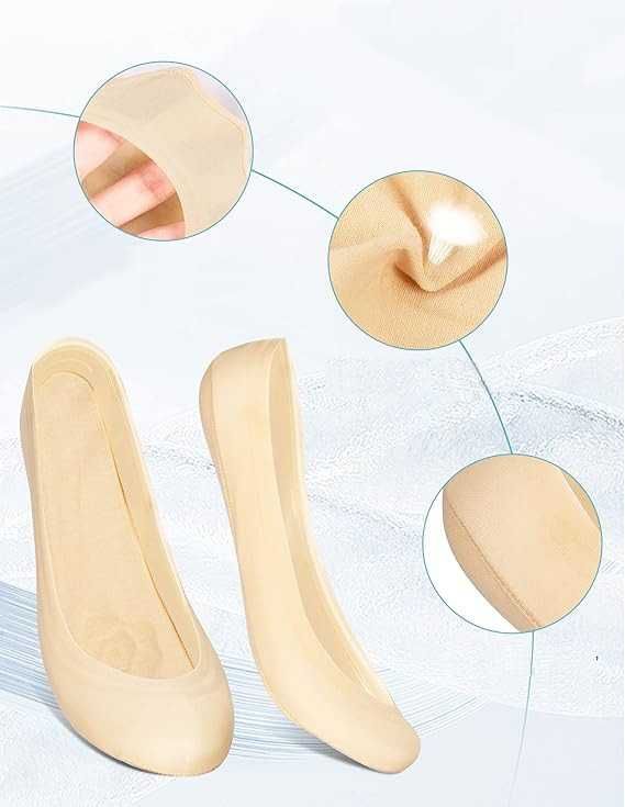 Zestaw 4 Par Niewidocznych Stopek MELLIEX Baleriny Czarny Nude 34-38