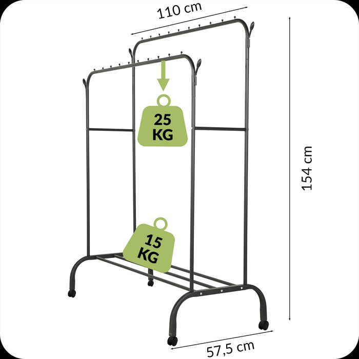 Wieszak Na Odzież Stojący Podwójny Metalowy Szafa Na Ubrania I Buty