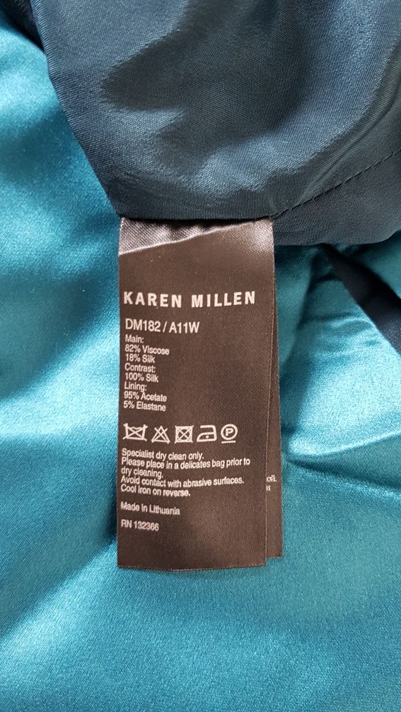 Sukienka Karen Millen 38/40 turkusowa welur jedwab