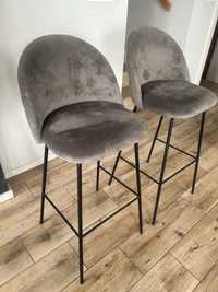 Krzesło barowe 2szt GRINDSTED aksamit szary/czarny