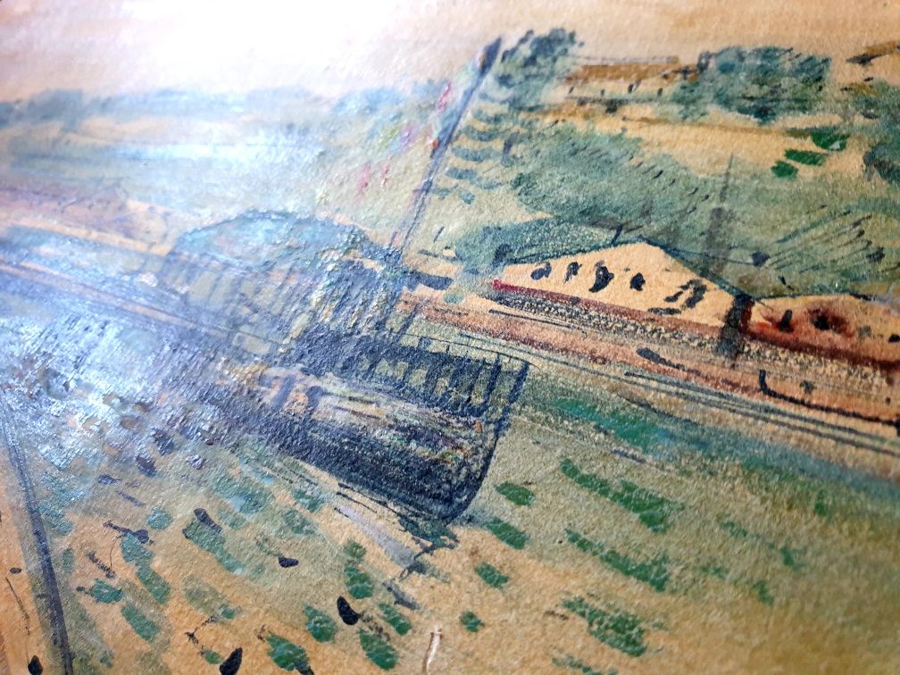 Paisagem - antiga pintura em óleo sobre tela - assinada de 1912