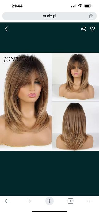 Nowa peruka damska ciemny blond jasny brąz balejaż sombre ombre