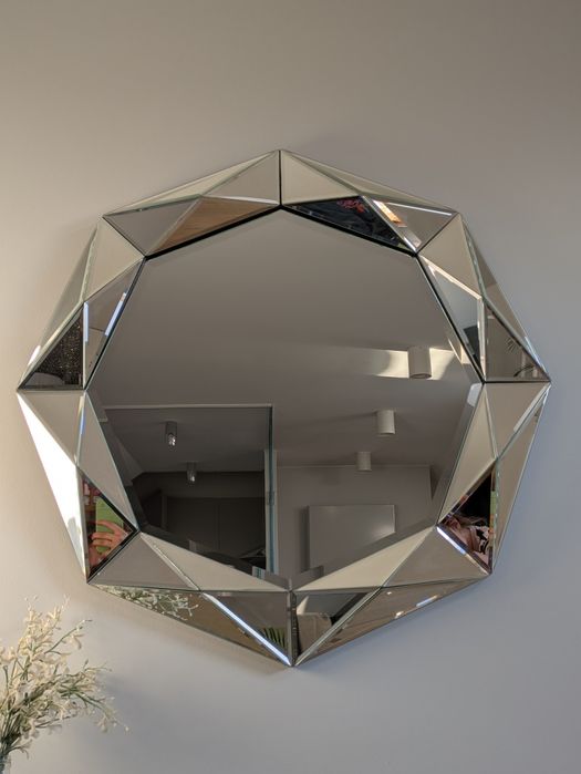 Lustro Glamour Kayoom Herakles srebrne diament 80cm dekoracja glam