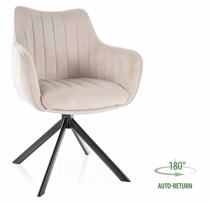 Krzesło obrotowe do jadalni podłokietniki AZALIA VELVET różne kolory