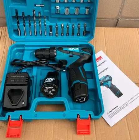 Шуруповерт на аккумуляторе, Makita DF330DWE 12V, набор инструментов