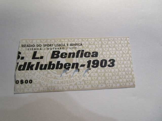 bilhetes benfica competições europeais anos 60 -70