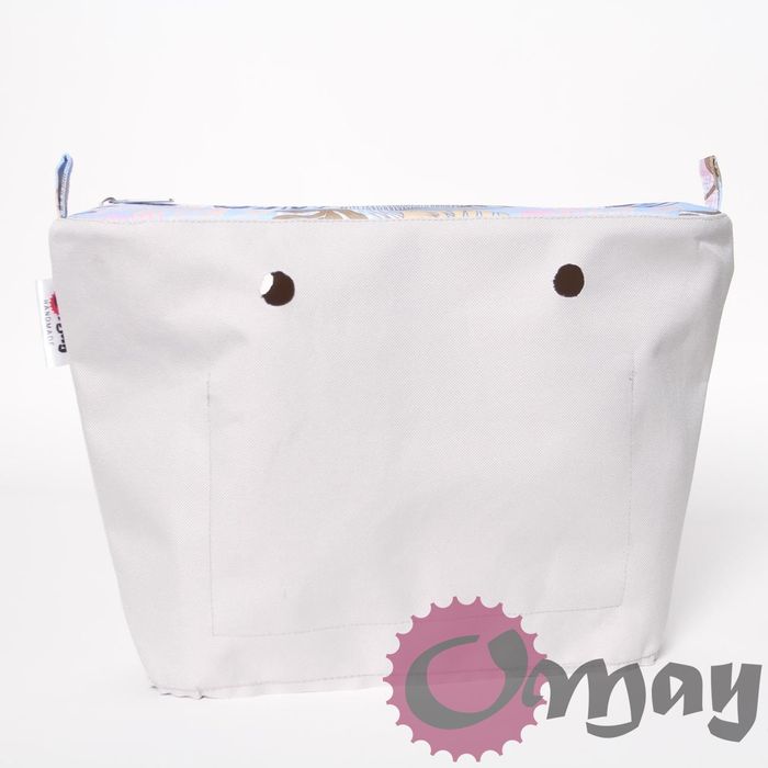 Szary organizer OBAG MINI liście błękitne 2 kieszenie wkład OMAY