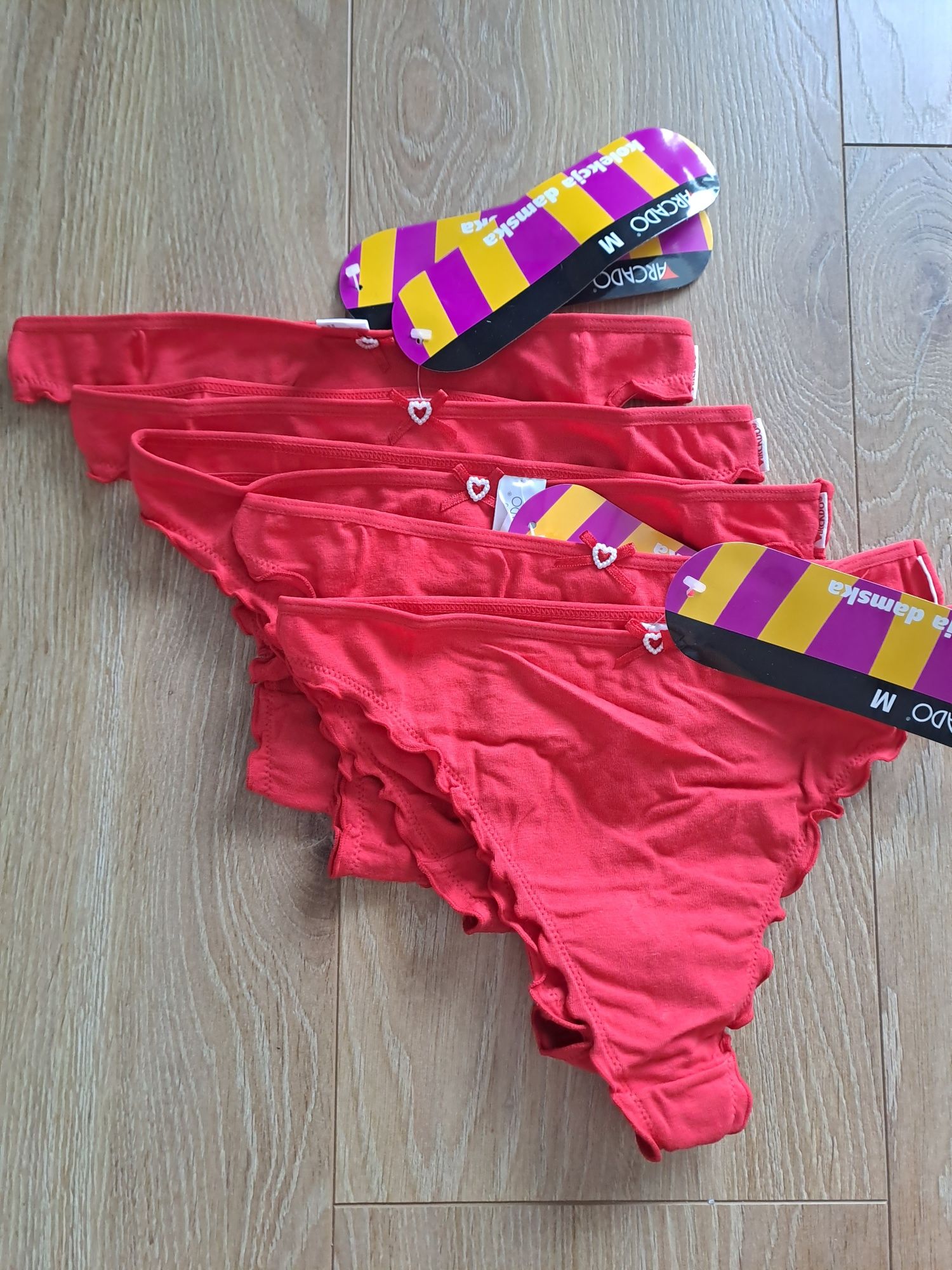2+1 5x Stringi damskie Atlantic Arcado, rozmiar M, czerwone