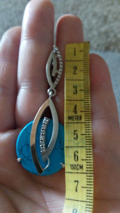 Сережки серебряные и золотыми пластинками, с бирюзой . Классные!