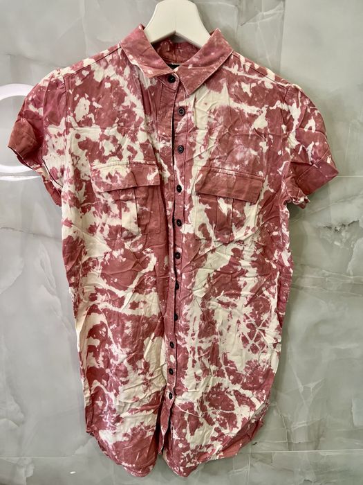 Sukienka tunika długa koszula różowa rozjaśniana sinsay xs guziki