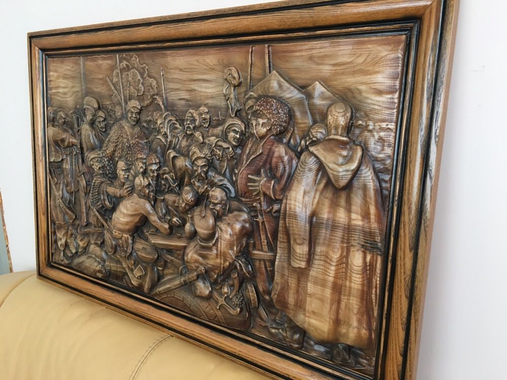 Картина з дерева, козаки пишуть листа турецькому султану